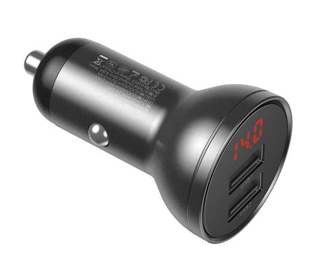 Baseus ładowarka samochodowa 2x USB 4,8A 24W z LCD - 1502066 - zdjęcie 4